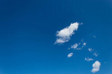 Bright blue sky with white clouds scattered on a natural background