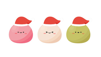 Mochi character design. free space for text. Mochi vector. Santa hat vector.