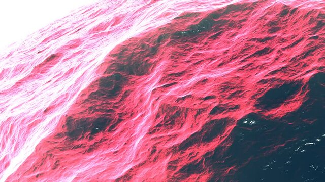 Hovering Panning Over Red Ocean Water Surface Waves
