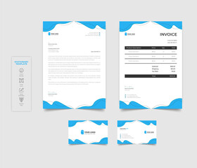 Modern letterhead stationery pack with abstract shapes