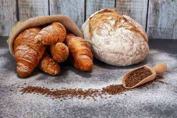 Fresh and tasty assorted pastries and breads
