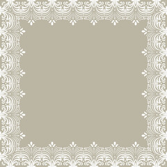 Classic white square frame with arabesques and orient elements. Abstract ornament with place for text. Vintage pattern