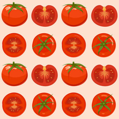 Tomato. Seamless pattern. Colorful background.