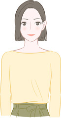 オフィスカジュアルを着た笑顔の女性のイラスト