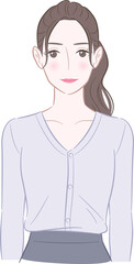 オフィスカジュアルを着た笑顔の女性のイラスト