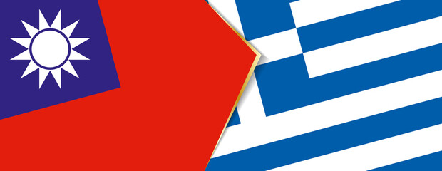 Taiwan and Greece flags, two vector flags.