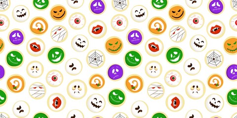 Halloween seamless pattern. pumpkin is scary and cute. Vector illustration.