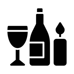 Wine and candle icon, Thanksgiving related vector