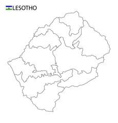 Lesotho map, black and white detailed outline regions of the country. Vector illustration