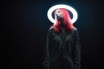 Futuristic scan of a person. Science fiction and cybe rpunk.