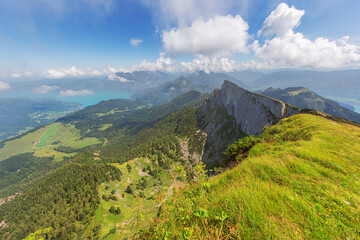 View of Lake Atter and Lake  Wolfgang, seen from the Schafberg