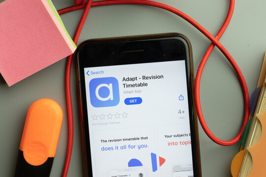 New York, United States - 7 November 2020: Adapt Revision Timetable App Store Logo On Phone Screen, Illustrative Editorial