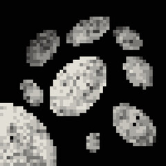 Haumea planets in space pixel art. 3d rendering.	