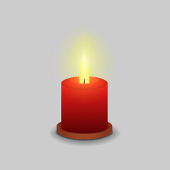 Red isolated candle on a white background