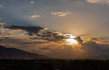 Molise, Mainarde, sunset. The Mainarde mountain range extends along the border between Molise and...