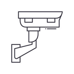 Camera icon, linear isolated illustration, thin line vector, web design sign, outline concept symbol with editable stroke on white background.