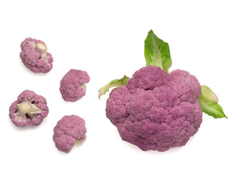 colored cauliflower path isolated on white top view