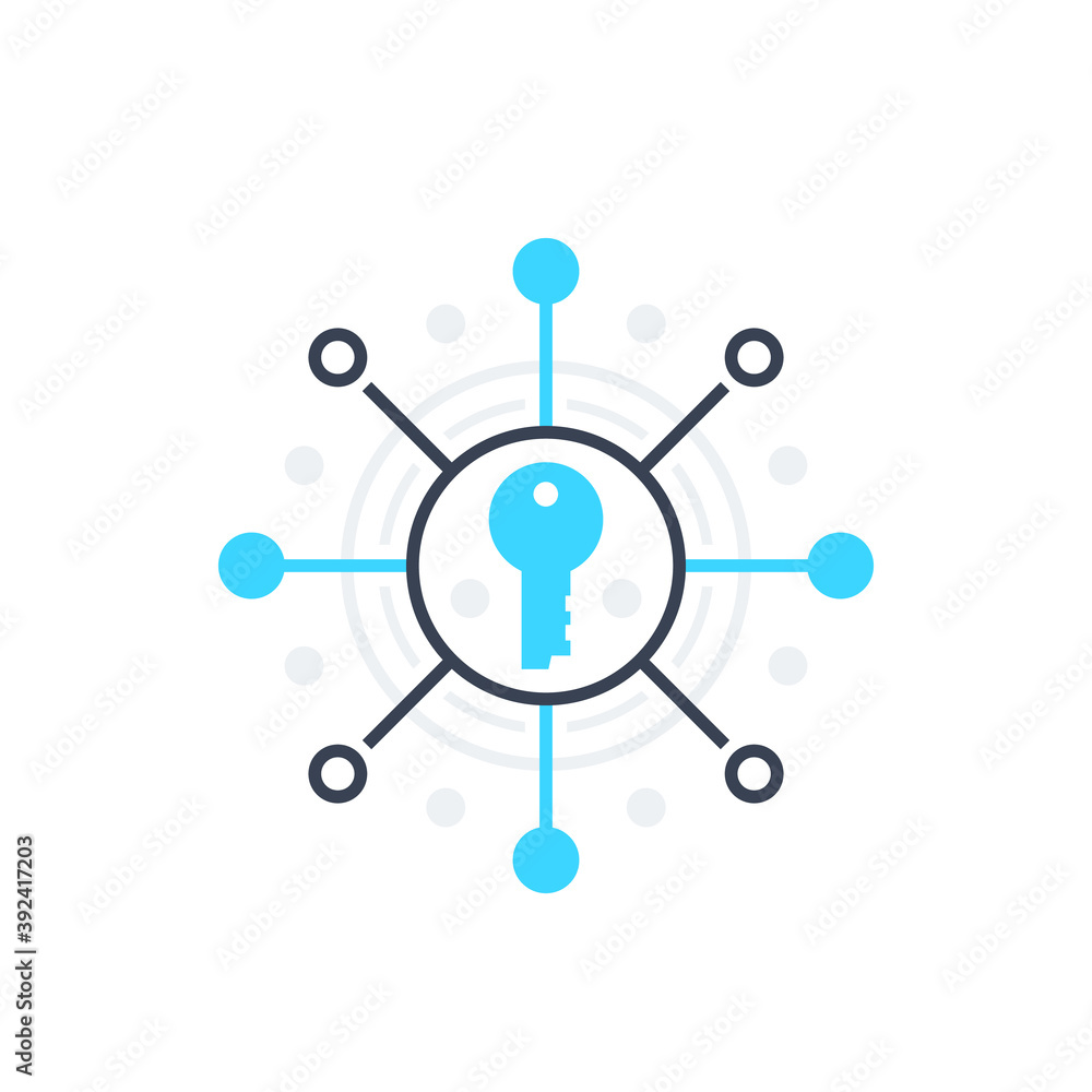 Poster encryption and network security, vector icon