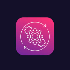 Operations line icon with cogwheels, gears, vector