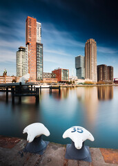 Rotterdam Rijnhaven harbor long exposure image architectural icons, mooring post