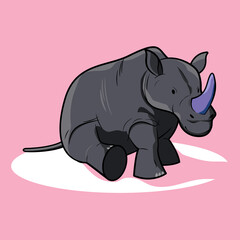 Rhinoceros cartoon character. Premium vector