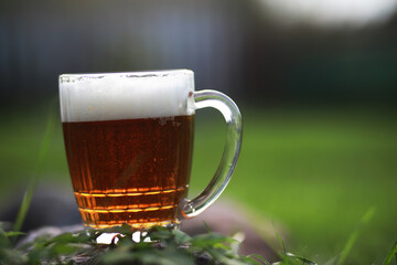 mug of beer on the grass