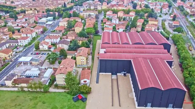 Aerial view of the Burri Museum Ex Tobacco Dryers in Citt&agrave; di Castello, Umbria