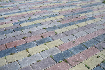 Cement brick squared stone floor background. Concrete paving slabs. Paving slabs