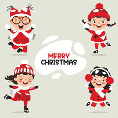 Christmas Greeting With Cartoon Characters