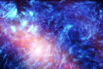 Universe in a distant galaxy with nebulae and stars