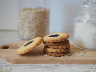 Cookies on a wooden table - 392422082