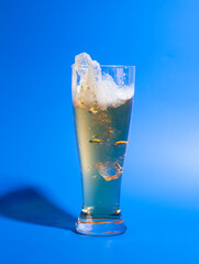 Beer in glass with splash