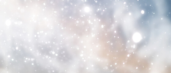 Obraz premium blue snowfall bokeh background, abstract snowflake background on blurred abstract blue