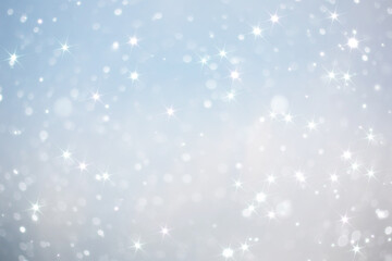blue snowfall bokeh background, abstract snowflake background on blurred abstract blue