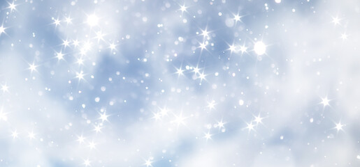 blue snowfall bokeh background, abstract snowflake background on blurred abstract blue