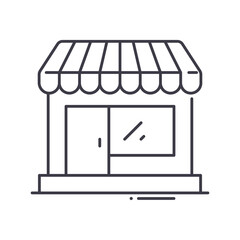 Cafe shop icon, linear isolated illustration, thin line vector, web design sign, outline concept symbol with editable stroke on white background.