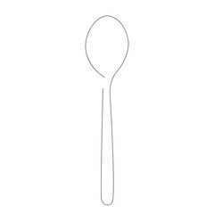 Spoon silhouette line drawing. Vector illustration