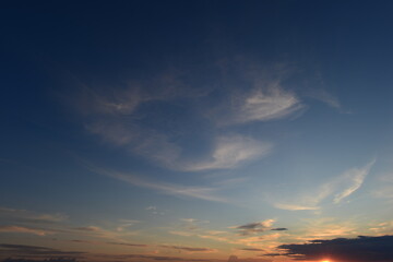 Twilight blue sky in beautiful white clouds