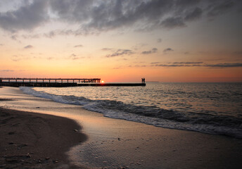Sunset on the Baltic sea in autumn
