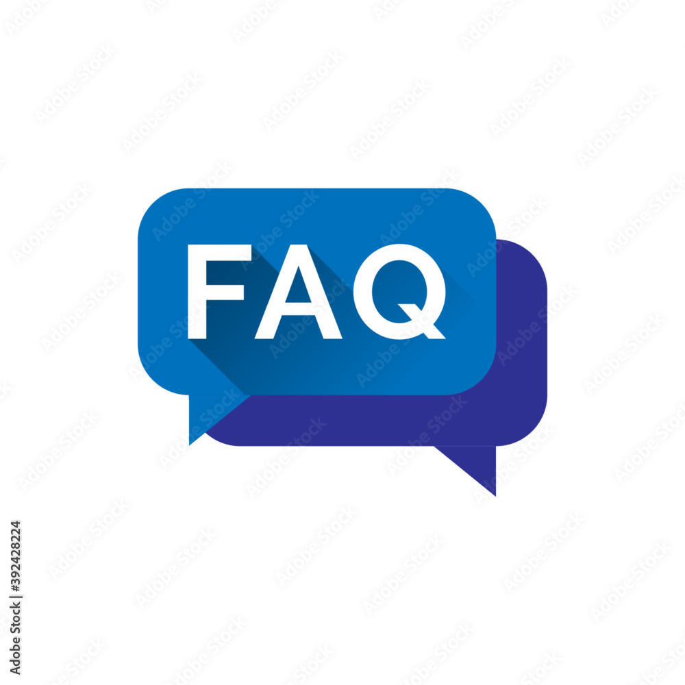 Aufkleber faq icon with bubble and long shadow in flat design vector eps10. simple and modern style sign, symb
