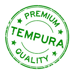Grunge green premium quaity tempura word round rubber seal stamp on white background