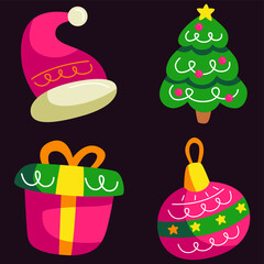 Set of Christmas icons. Hand-drawn Christmas elements collection.