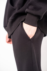 parts of hoodie clothing on men on a white background
