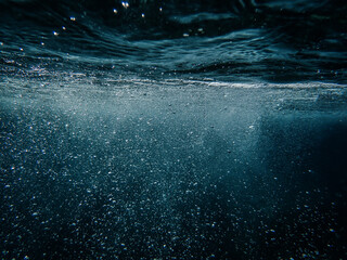 Air bubbles underwater rising to water surface, natural scene, Mediterranean sea, Algeria, bubbles underwater, bubbles undersea