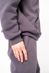 parts of hoodie clothing on men on a white background
