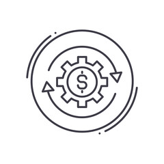 Business revenue icon, linear isolated illustration, thin line vector, web design sign, outline concept symbol with editable stroke on white background.