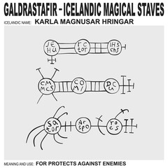 vector icon with ancient Icelandic magical staves Karla Magnusar Hringar. Symbol means and is used  for protection against enemies 