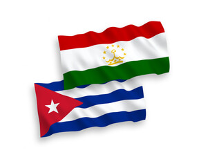 Flags of Tajikistan and Cuba on a white background