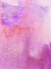 Watercolor abstract background, hand-painted texture, watercolor purple and pink stains. Design for backgrounds, wallpapers, covers and packaging.