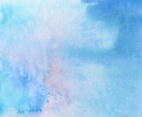 Watercolor abstract  background, hand-painted texture, watercolor blue and pink stains. Design for backgrounds, wallpapers, covers and packaging.